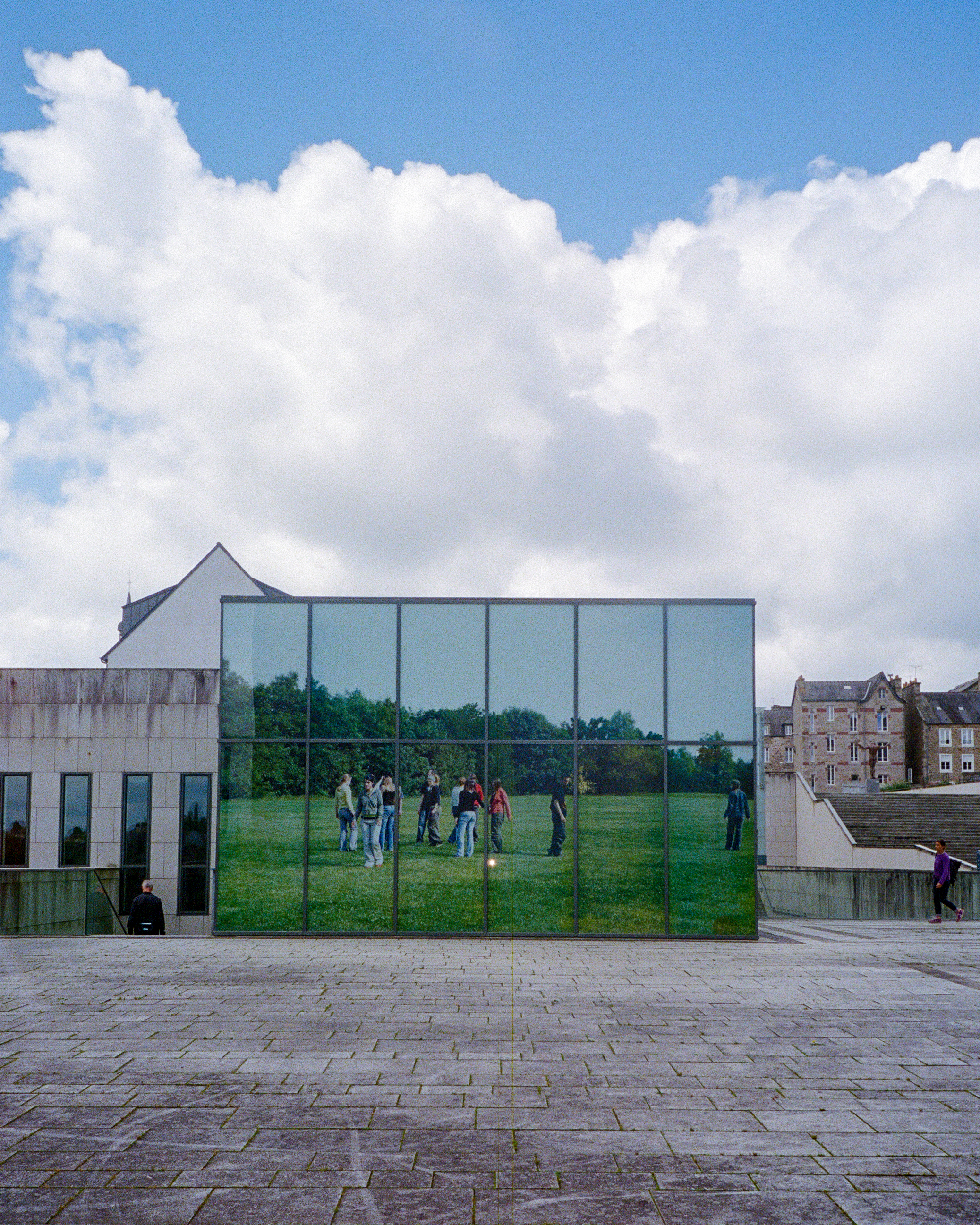 a photo of a building with a picture on it